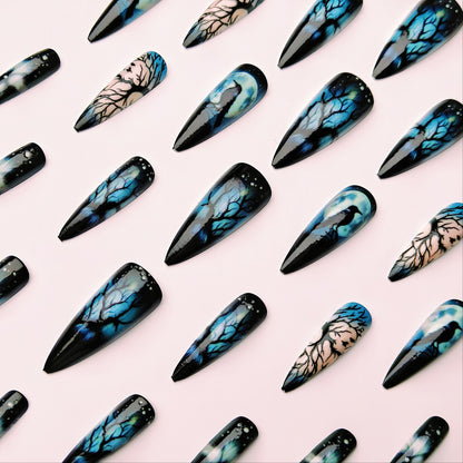 Artistic Midnight Theme Nail Art Acalora