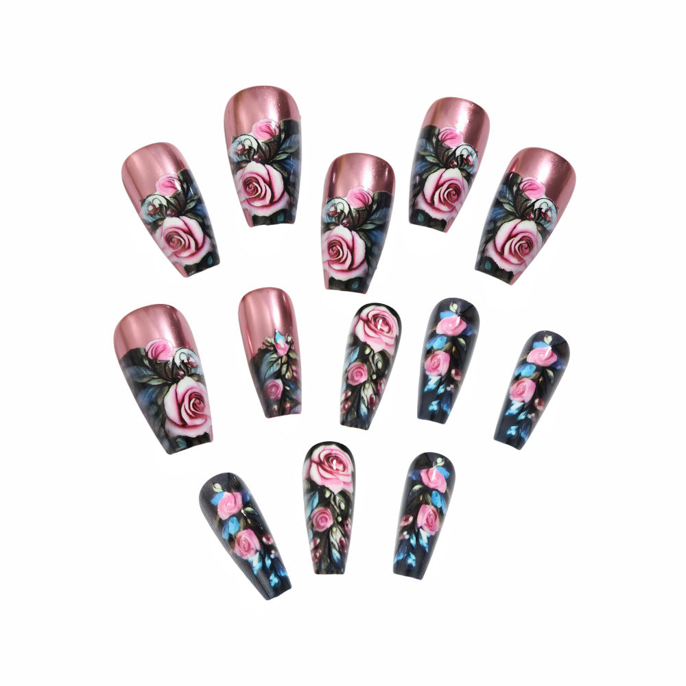 Artificial nails with floral rose pattern Acalora