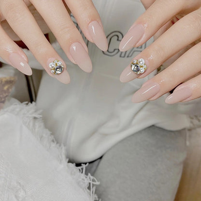Artificial nail set with elegant pearl design and high-gloss surface Acalora