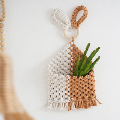 Decorative Macrame Storage Organizer with Rabbit Ears Acalora
