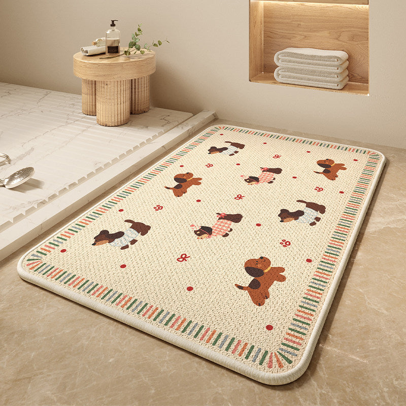 Cartoon Dog-Themed Bath Mat