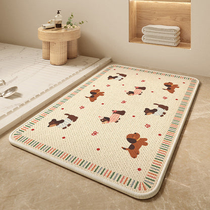 Cartoon Dog-Themed Bath Mat