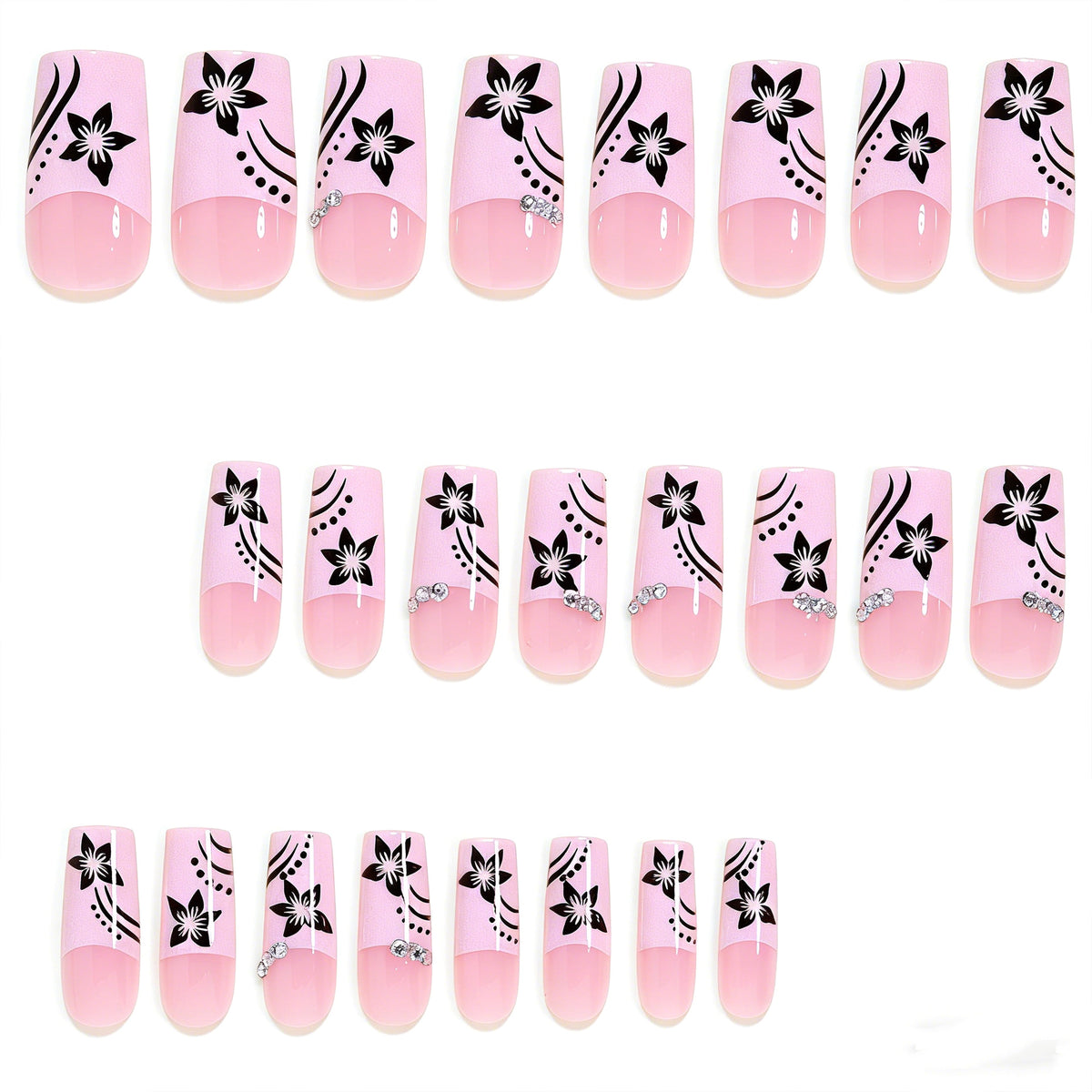 Decorative Floral Long Acrylic Nail Tips Acalora