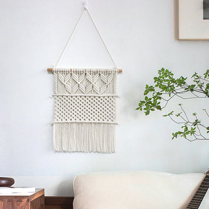 Handwoven macrame wall hanging in boho style