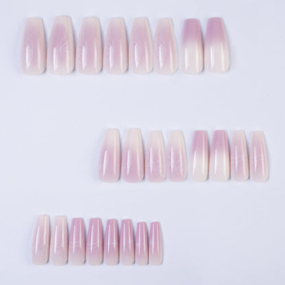 Artificial nails with delicate ombre effect and floral accents Acalora