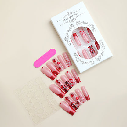 Luxury Press-On Nail Set with Glamorous Heart and Glitter Designs Acalora