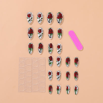 Elegantly designed artificial nails with floral pattern Acalora