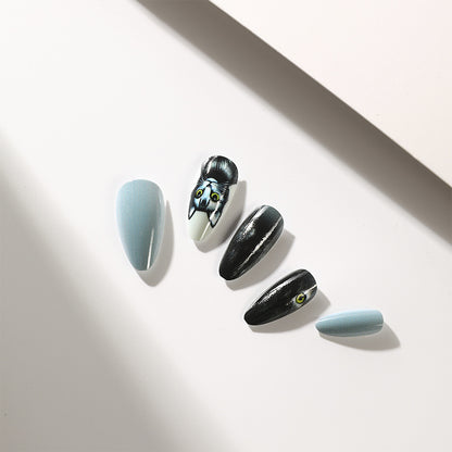 Stylish cat motif artificial nails Acalora