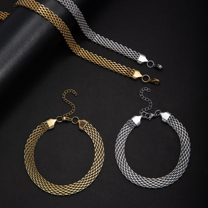 Textured Woven Chain Jewelry Set Acalora