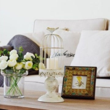 Antique-Style Distressed Metal Birdcage Tabletop Candle Holder & Display Stand Acalora