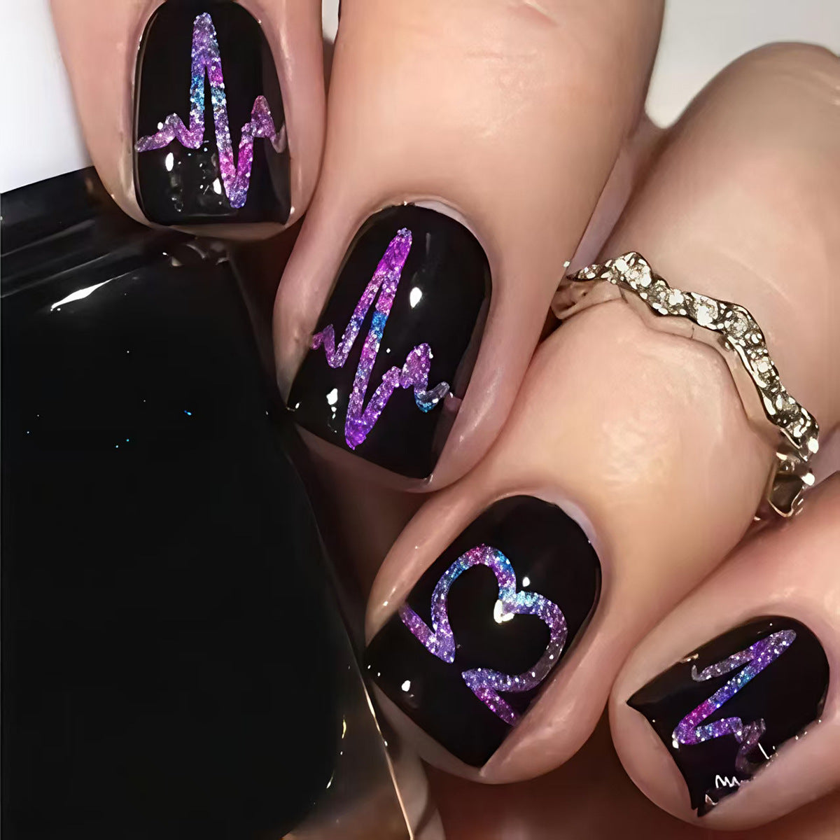Heartbeat-Themed Nail Art Acalora