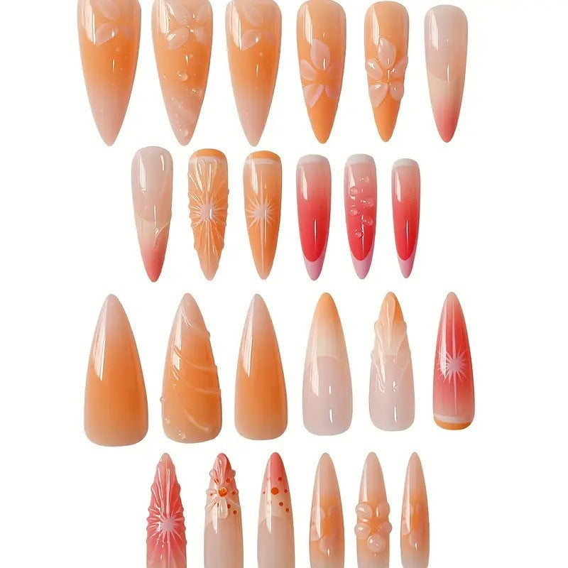 Exquisite Floral Press-On Nail Art Acalora
