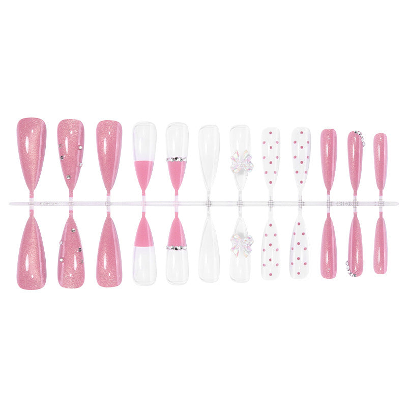 Decorative Press-On Nail Art Set with Glitter and Rhinestone Accents Acalora