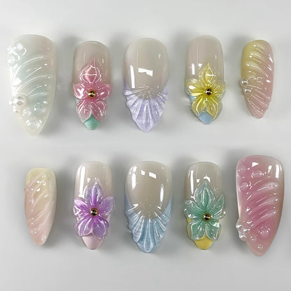 Decorative Floral Nail Art Press-On Set Acalora