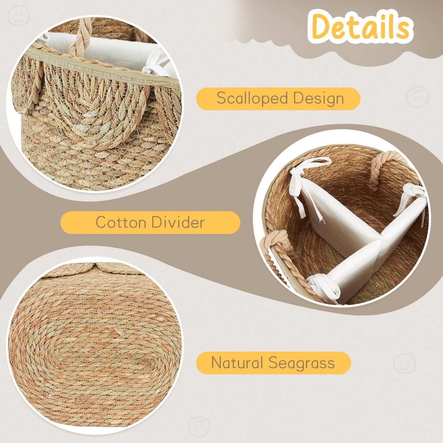 Handwoven decorative basket with ruffles Acalora