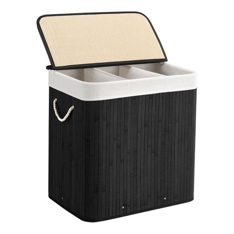 Bamboo Laundry Sorting Bin with Various Compartments Acalora