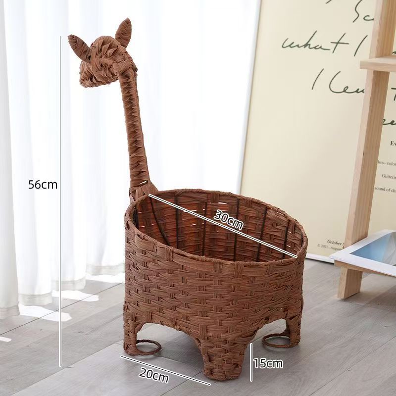 Decorative rattan storage basket with animal design Acalora