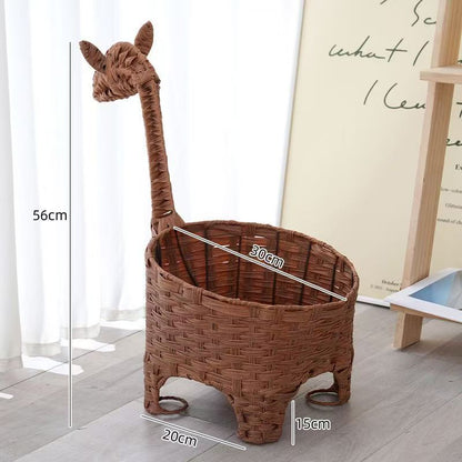 Decorative rattan storage basket with animal design Acalora