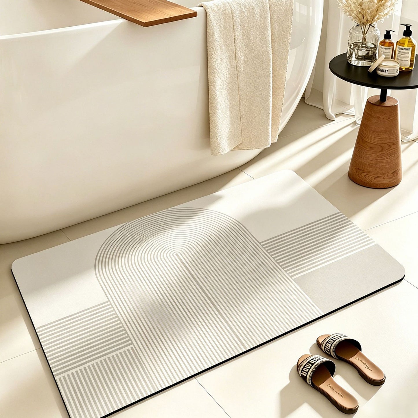 Geometric Pattern Textured Bath Mat Acalora
