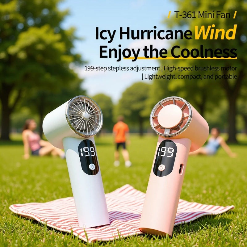 Unisex nan compact rechargeable handheld fan with digital speed display Brehn