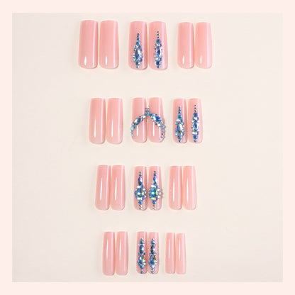 Decorative Press-On Nail Art Set with Gemstone Accents Acalora