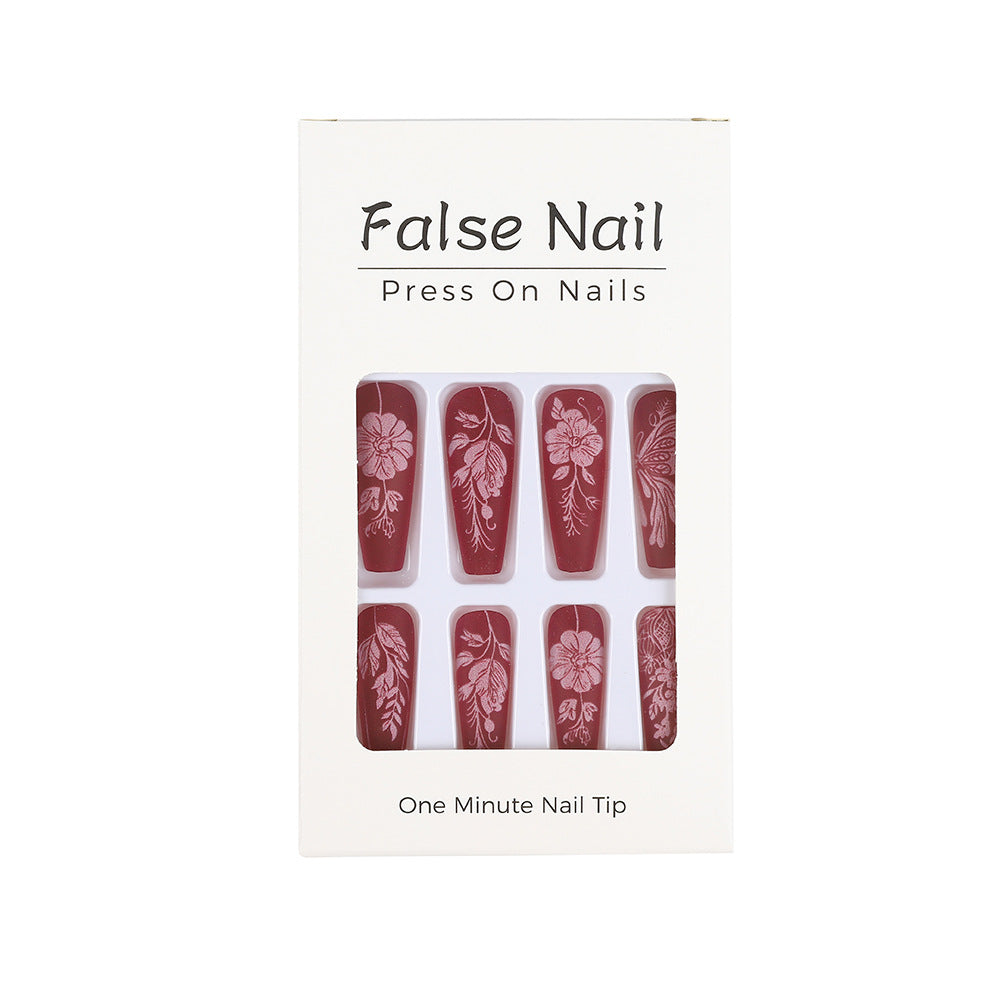 Artificial Nail Set with Floral Designs Acalora