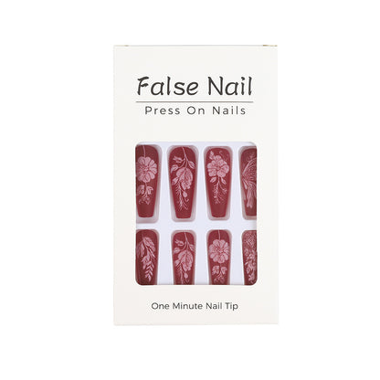 Artificial Nail Set with Floral Designs Acalora