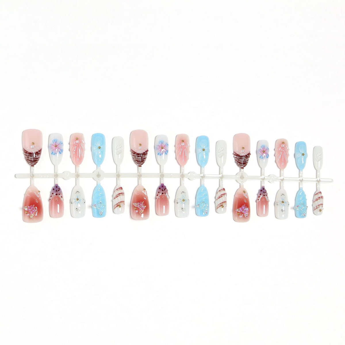 High-quality artificial nail set with artistic flower decoration Acalora