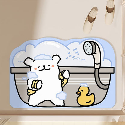 Playful Cartoon Theme Bath Mat