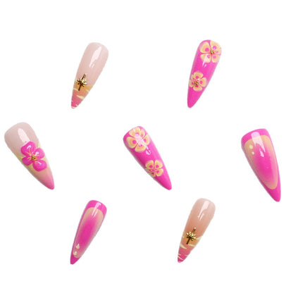 Artificial nail set with floral and abstract designs Acalora