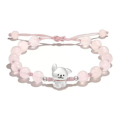 Playful Dog Charm Beaded Bracelet Acalora