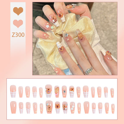 Artificial nail set with charming animal design and sparkling crystal embellishments Acalora