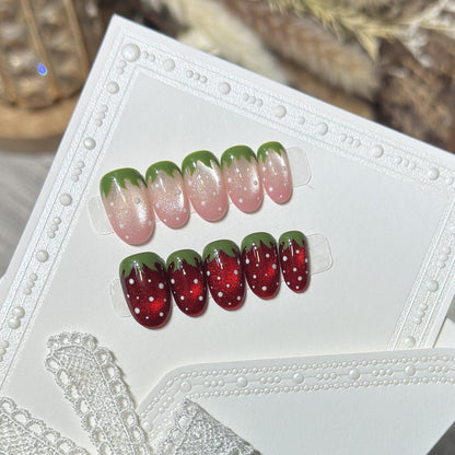 Artistic Strawberry Design Press-On Nail Set Acalora
