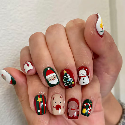 Festive Holiday-Themed Press-On Nail Art Acalora