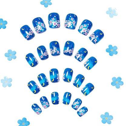 Artistic Night Sky Floral Nail Art Acalora