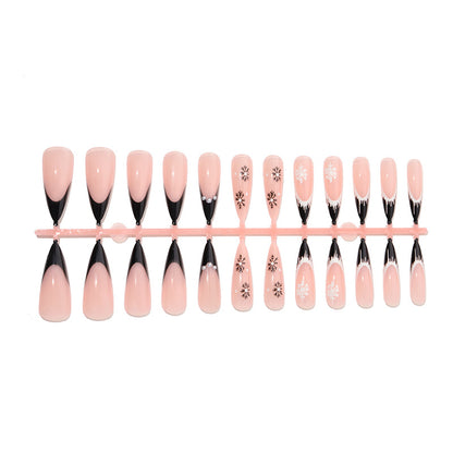 Artistic Stiletto Press-On Nail Set with Decorative Snowflake Designs Acalora