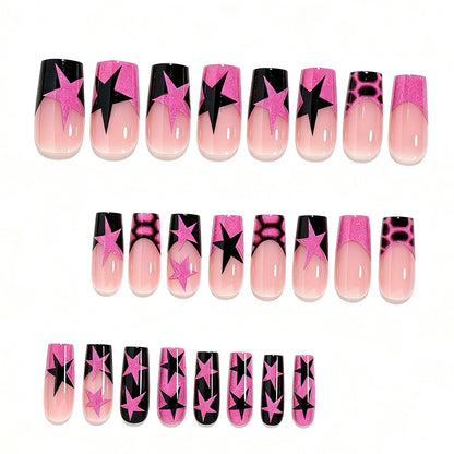 Artistic Star Pattern Press-On Nails Acalora