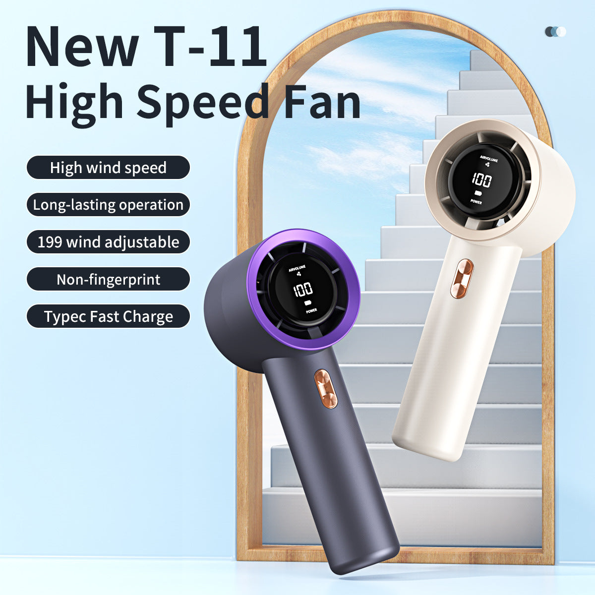 Unisex nan cordless portable high-speed handheld fan with digital display and USB-C fast charging Brehn