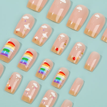 Creative Nail Art Set with Rainbow and Cloud Designs Acalora