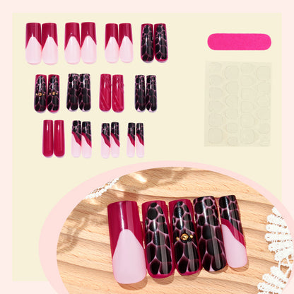 Artistic Press-On Nail Set with Decorative Patterns Acalora