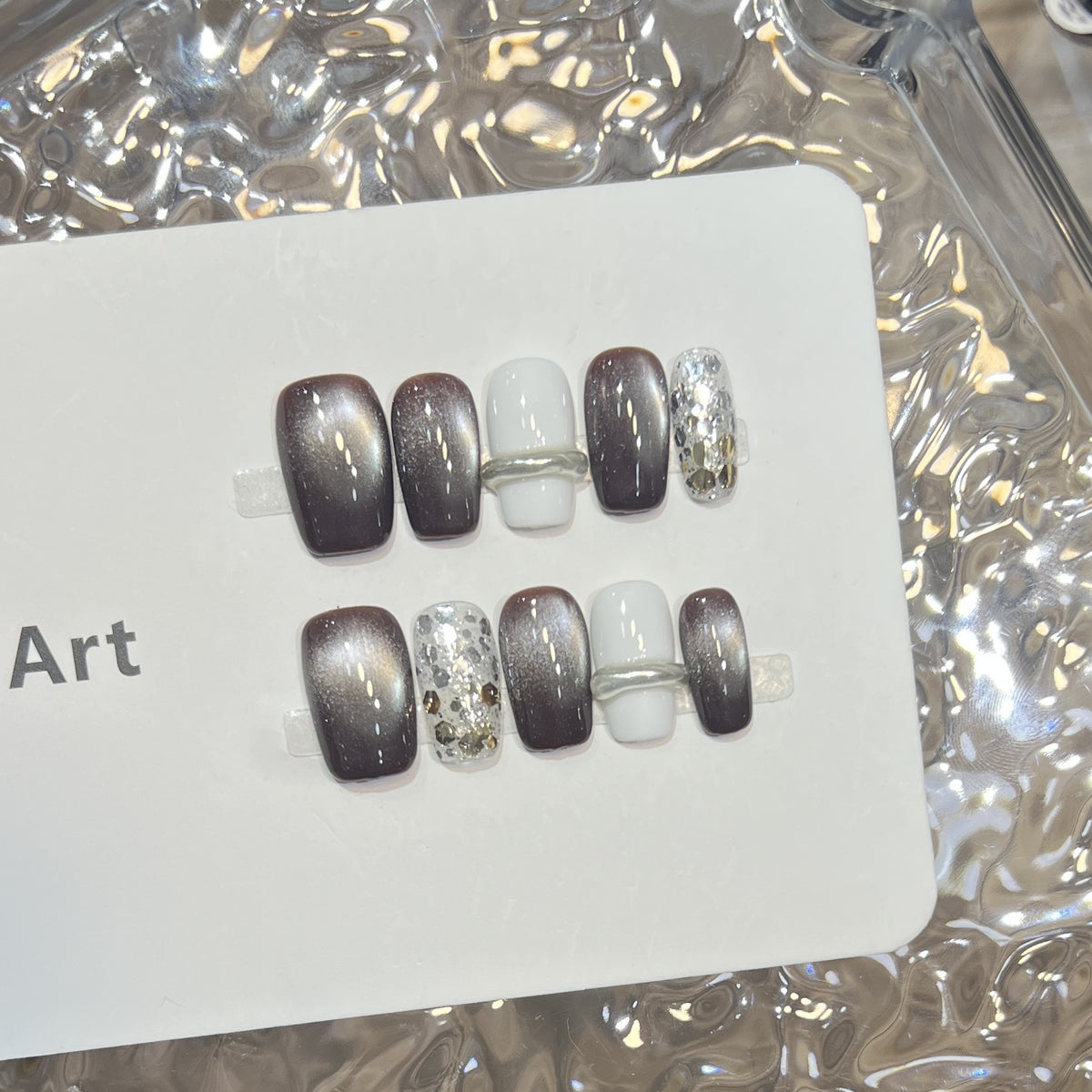Elegant Stiletto Press-On Nail Set with Decorative Accents Acalora