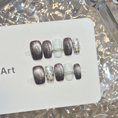 Elegant Stiletto Press-On Nail Set with Decorative Accents Acalora