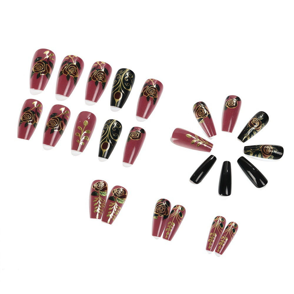 Artificial Nail Set with Floral and Elegant Decorations Acalora
