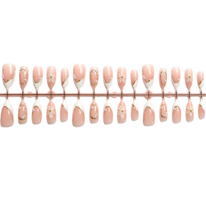Elegant Press-On Nail Art Set with Floral Accents Acalora