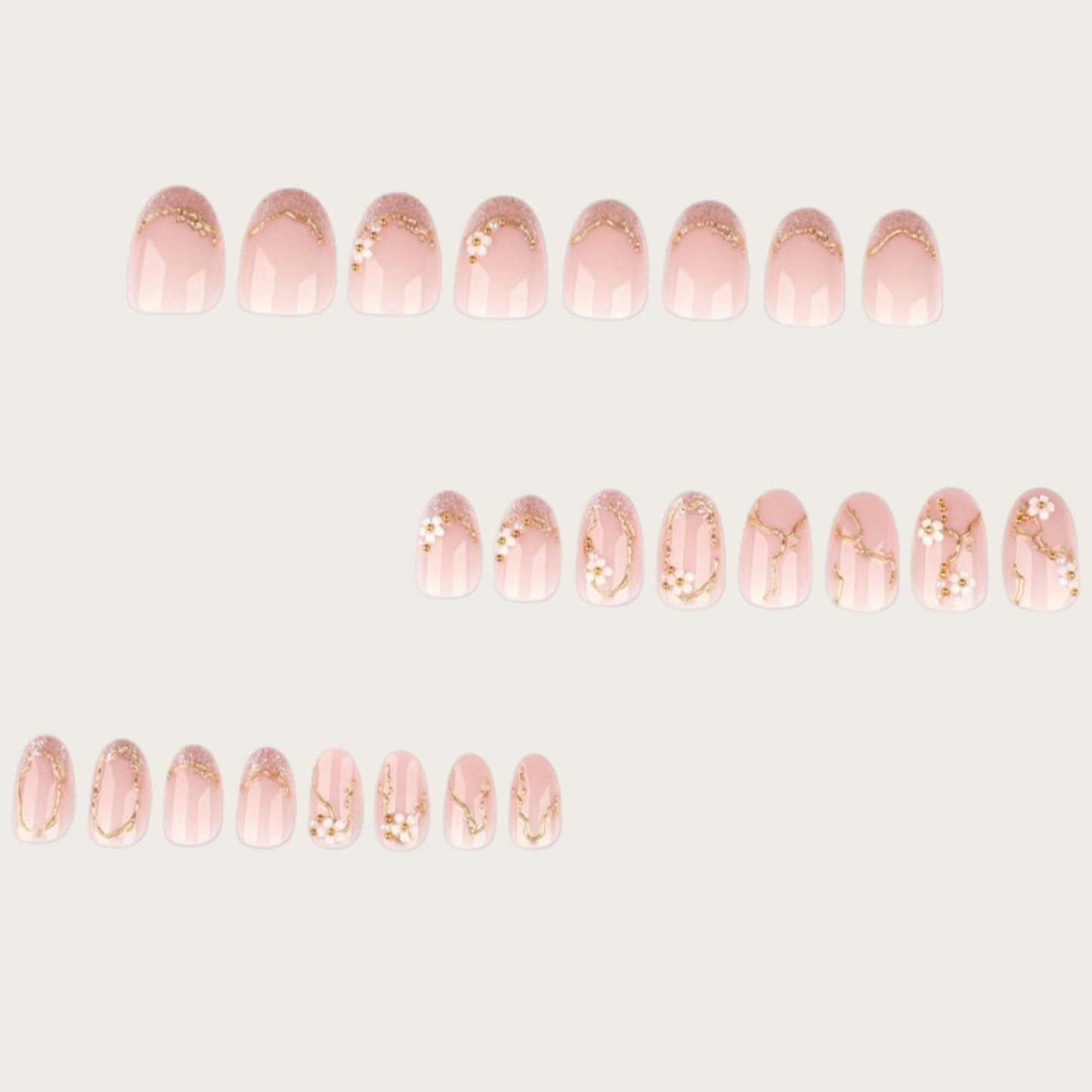 Floral Embellished Press-On Nail Set Acalora