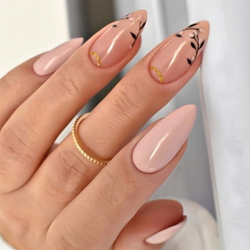 Premium Artistic Press-On Nail Art Set with Floral Accents Acalora