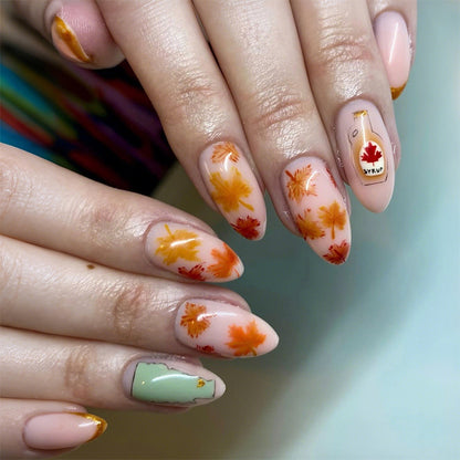 Autumn-Inspired Press-On Nail Art Set Acalora