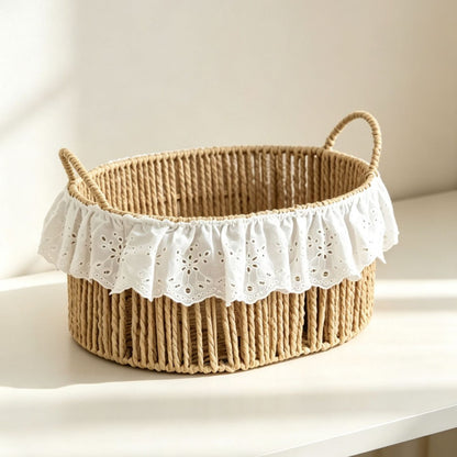 Charming storage basket with ruffle detail Acalora