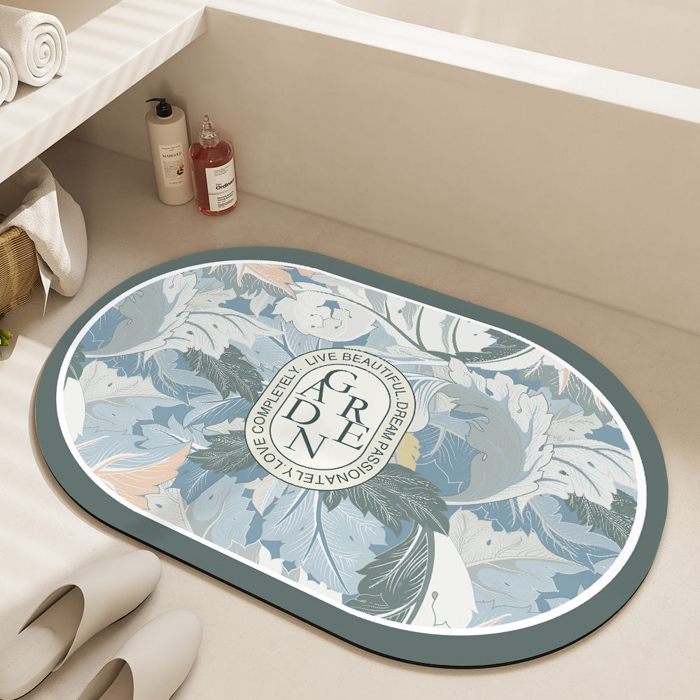 Oval Floral Bath Mat