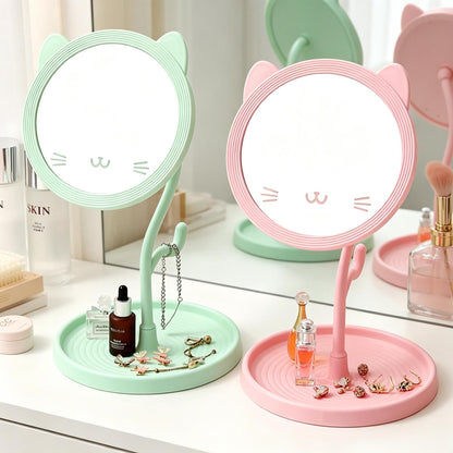 Cute Cat-Themed Desk Mirror
